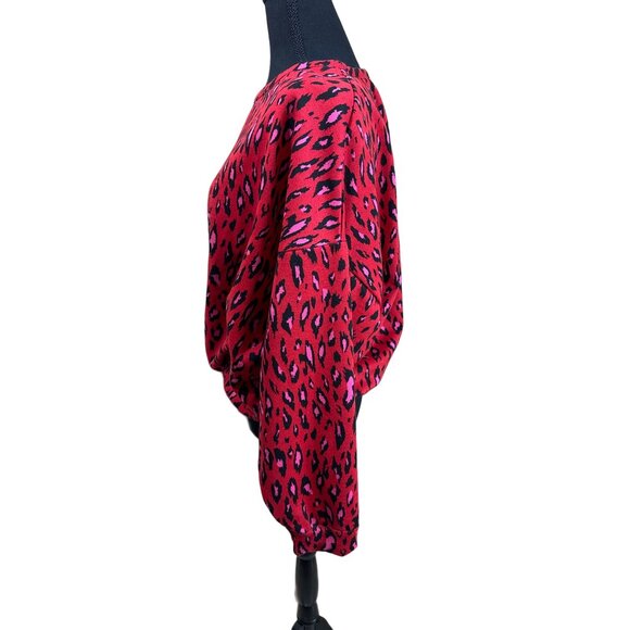 Eva Franco Dash Sweatshirt Pink Red Tigress Women 10 Red Animal Print Pullover - Picture 6 of 10